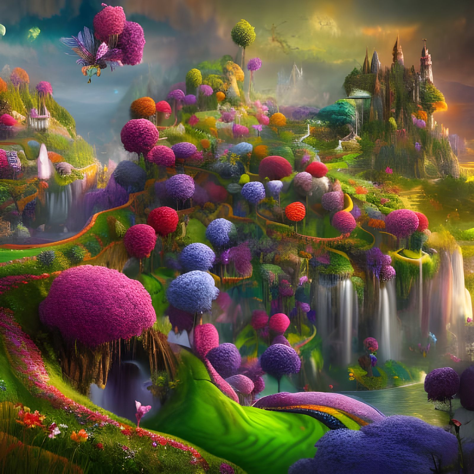 Surreal Fantasy Landscape with Intricate Details in Digital ...