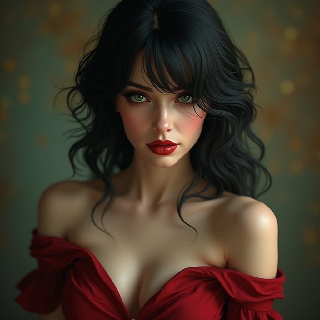 Elegant Woman in Enigmatic Gaze