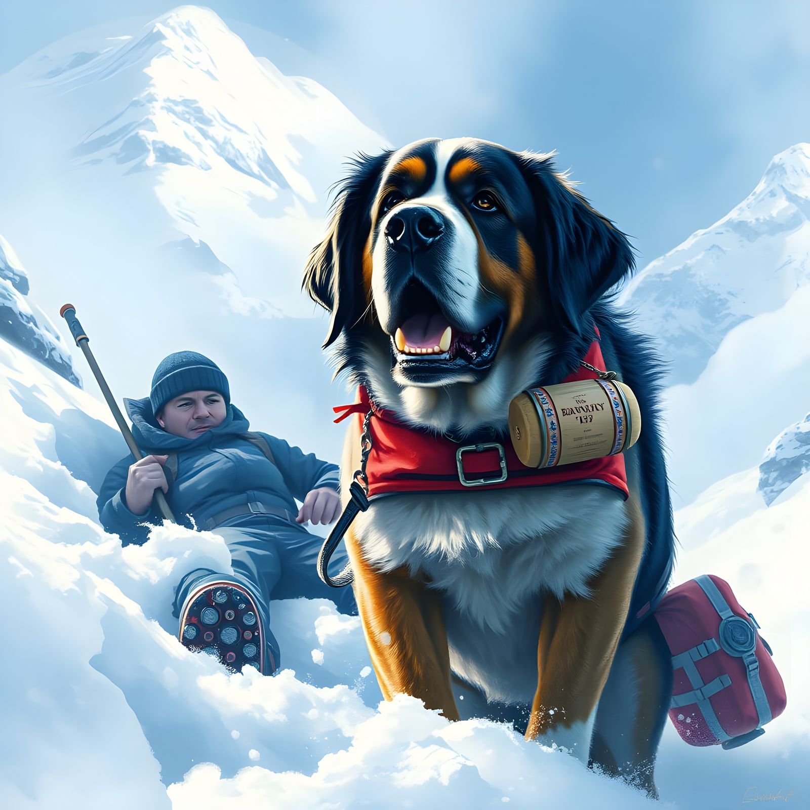 Heroic St. Bernard Saves Unconscious Hiker in Snowy Avalanch...