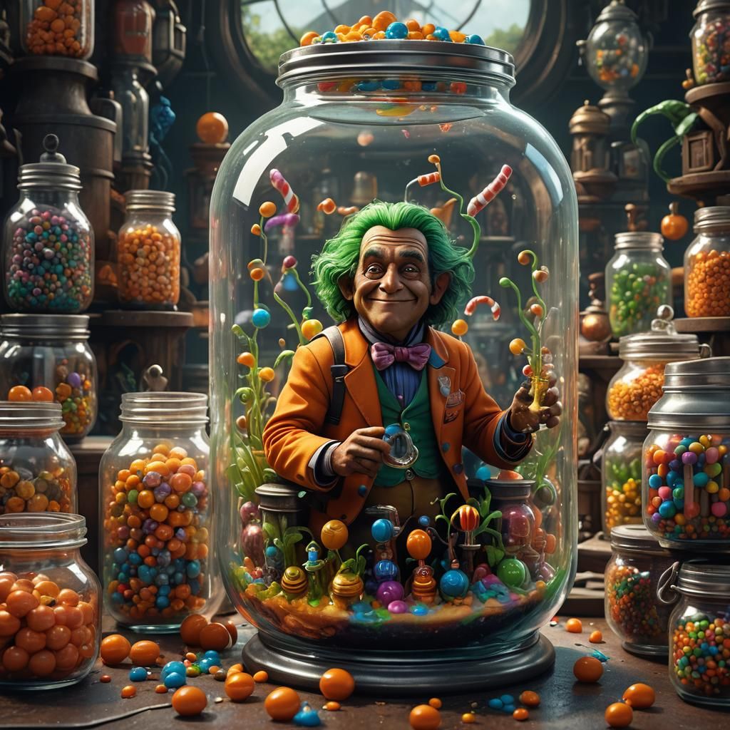 Oompa Loompa in a Jar: Detailed Fantasy Art