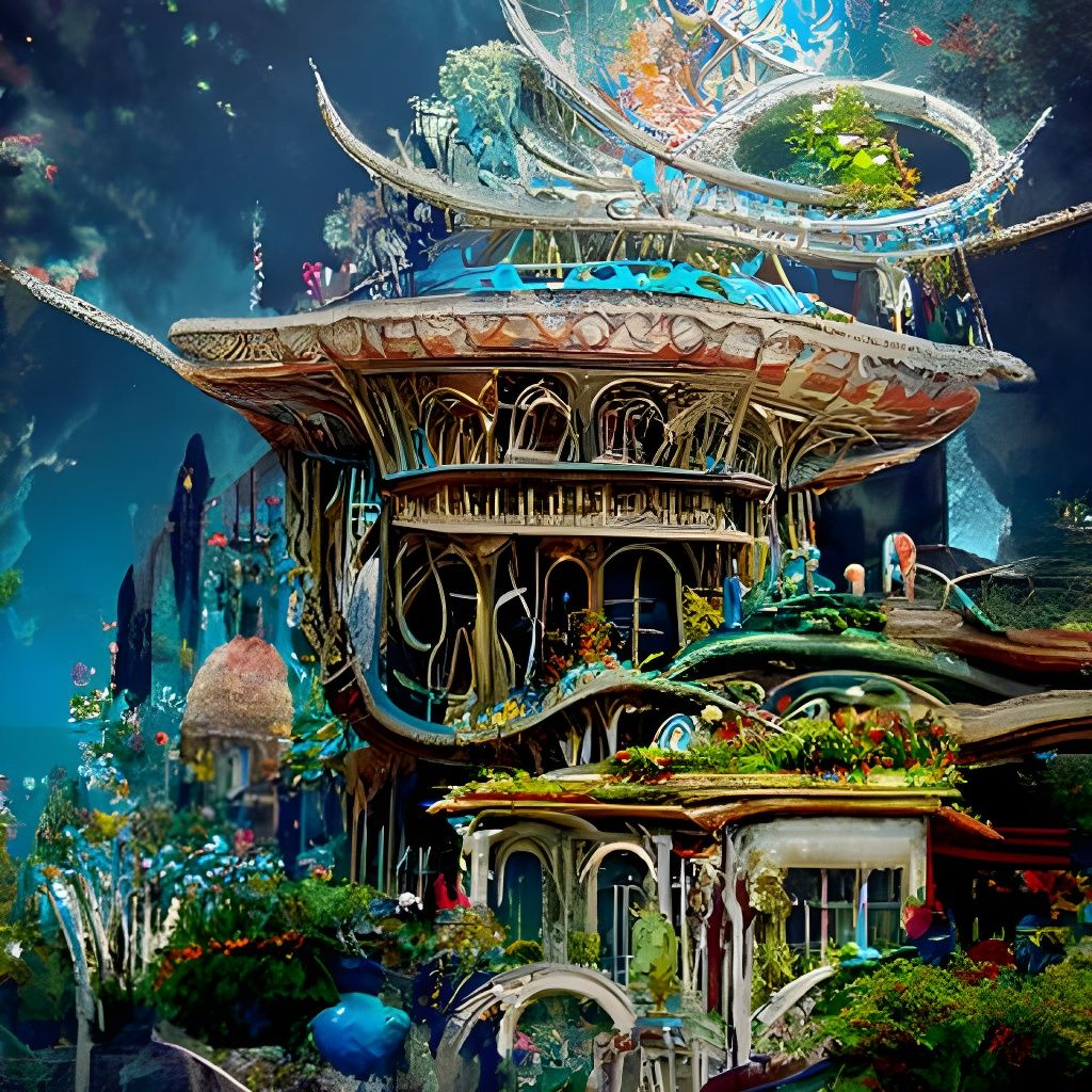 Futuristic Solarpunk Mansion in Ornate Art Deco Style