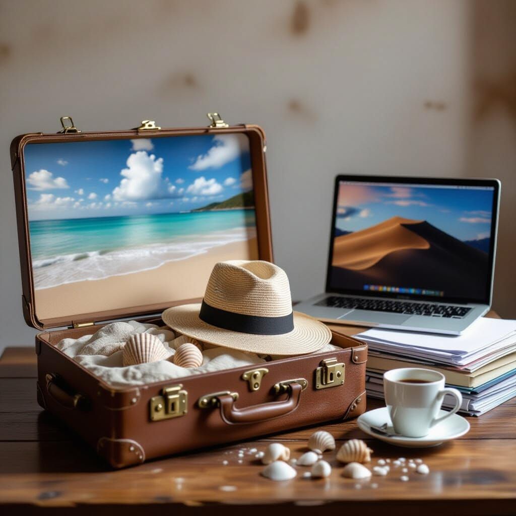 End of Vacation: Beach Meets Office