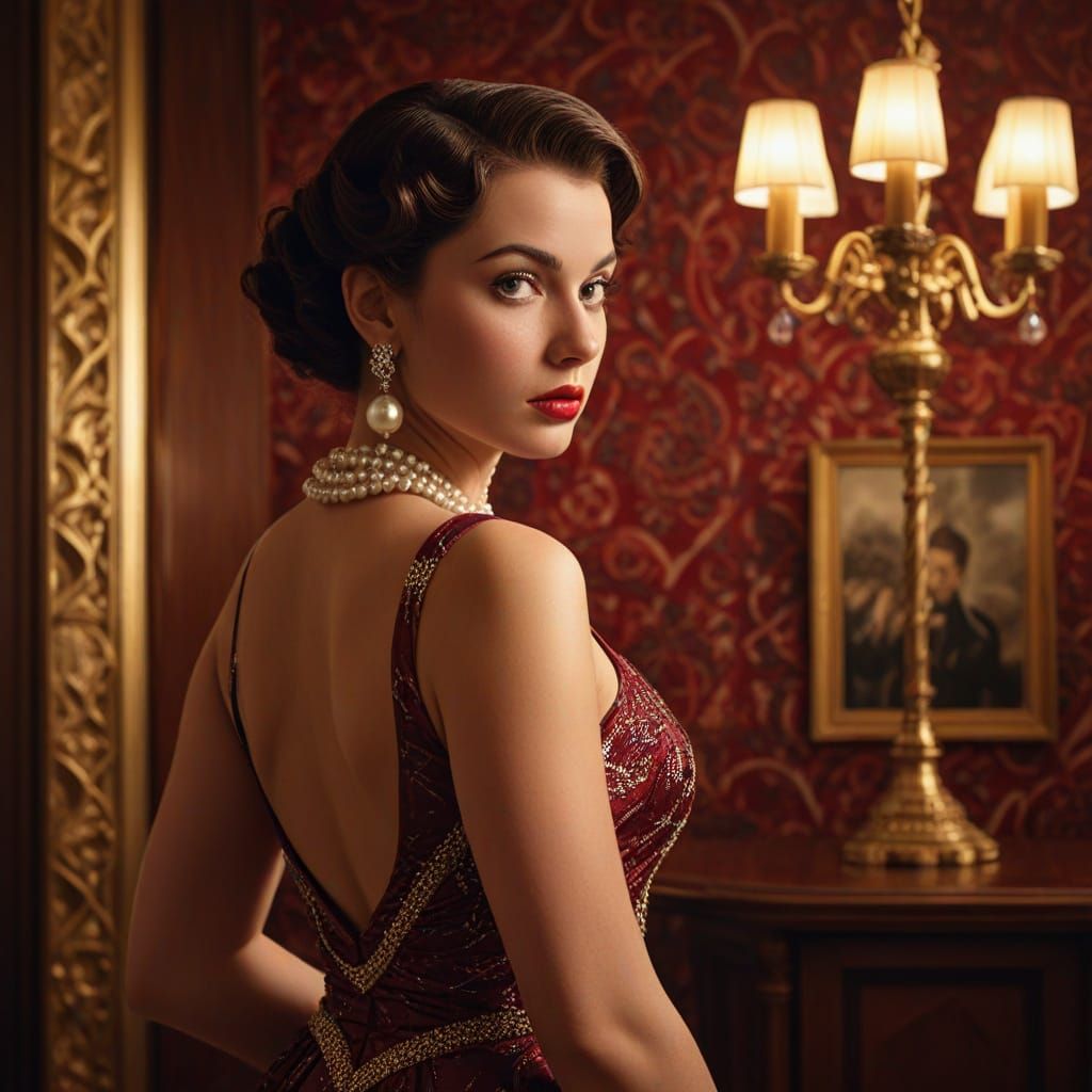 1950s Pin-Up Woman in Alex Ross Style Lighting