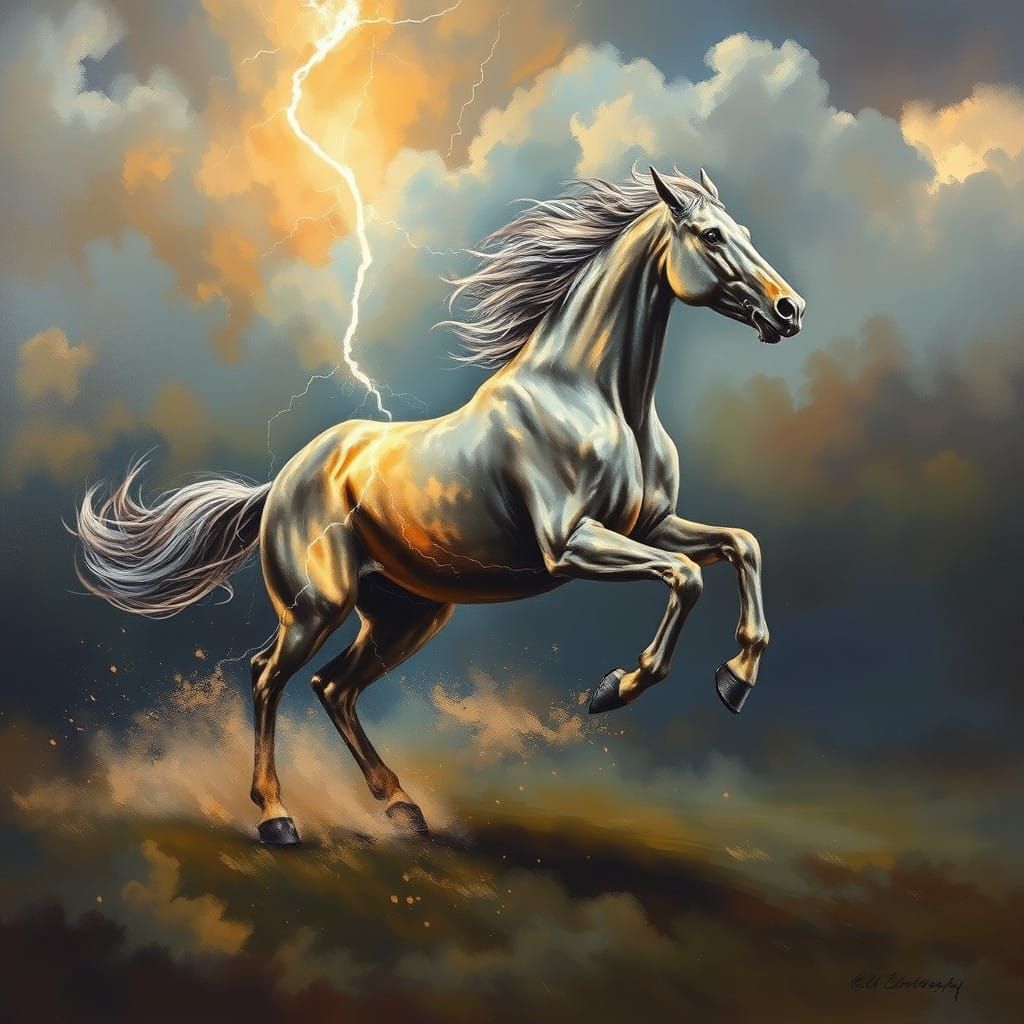 Ethereal Storm Stallion Gallops Across the Sky