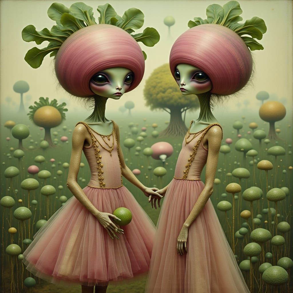 <lora:Alien:1.0> The Turnip shaped alien Family, although un...
