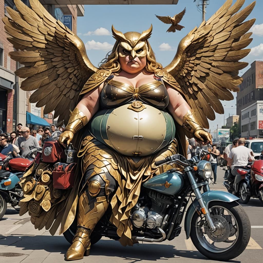 Gothic SSBBW Superheroine with Wings