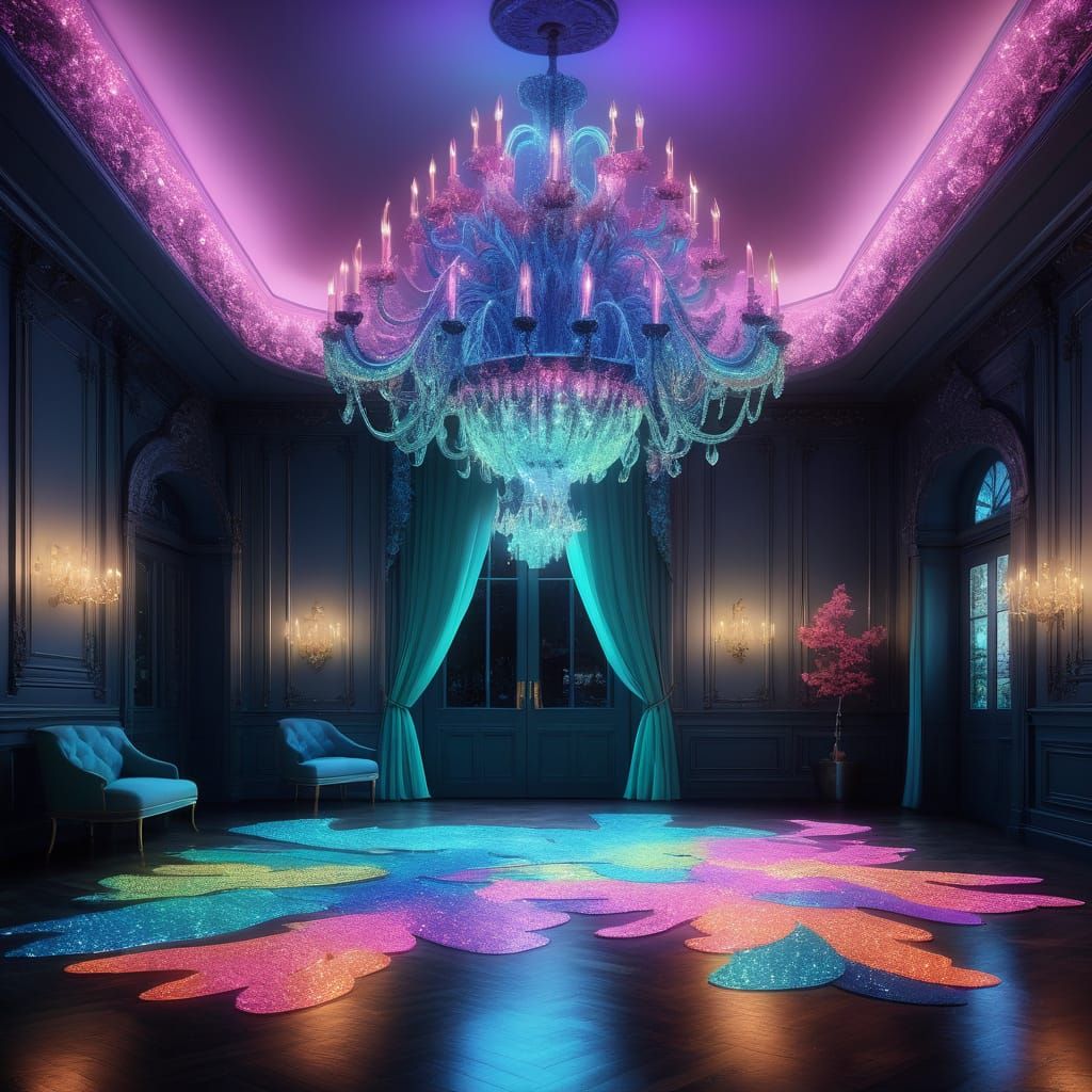 Dazzling Mermaid Ballroom Dance in Vibrant Splash Art