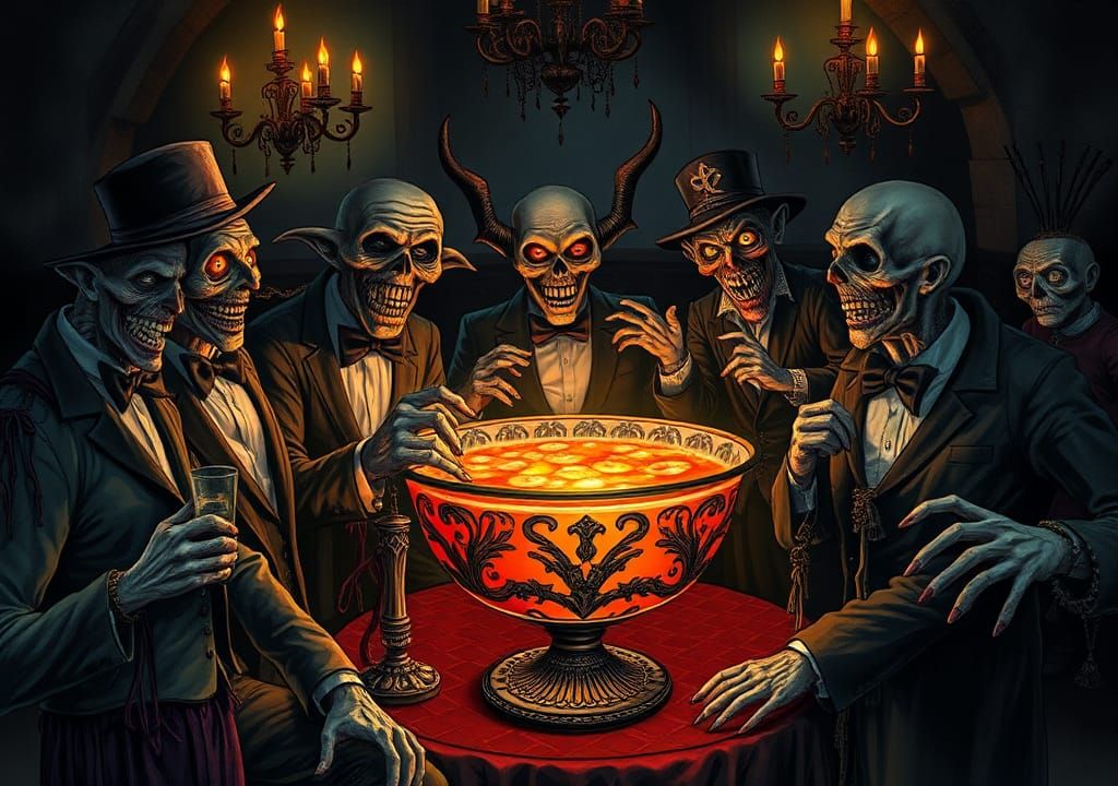 Grotesque Ghouls Gathering in Dark Fantasy Style