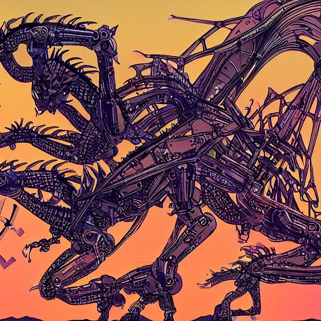 Robotic Synth Dragon Roaring in the Mountains