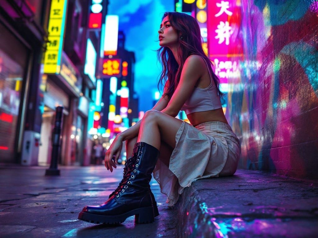 Cyberpunk Goddess in Iridescent Hues