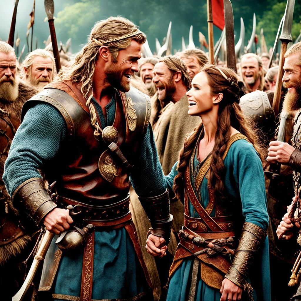 Jennifer Love Hewitt and Chris Hemsworth with Vikings