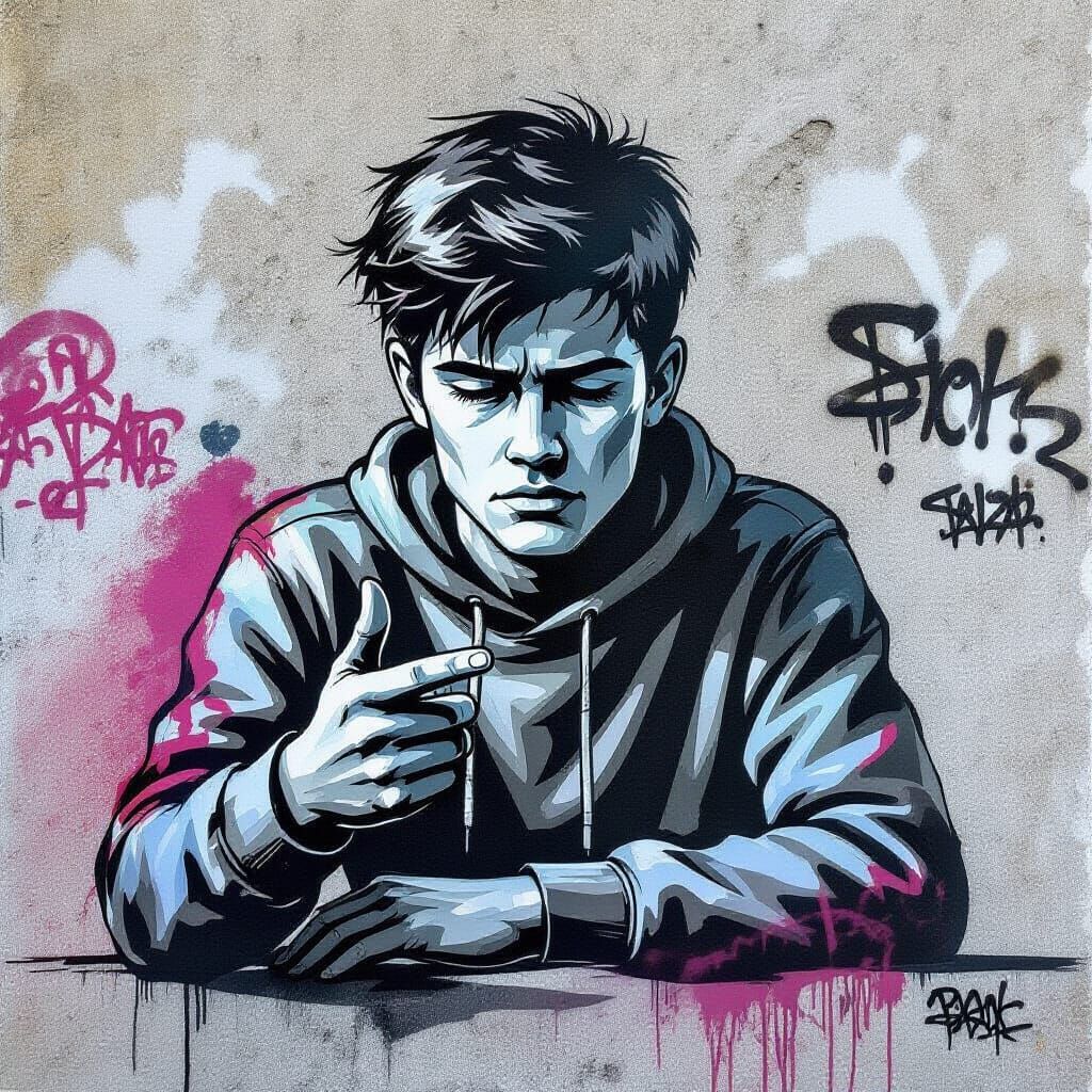 Disengaged Student Street Art in Stephen Fairley Style