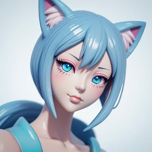 Anime Cat Girl Figurine in Pastel Colors