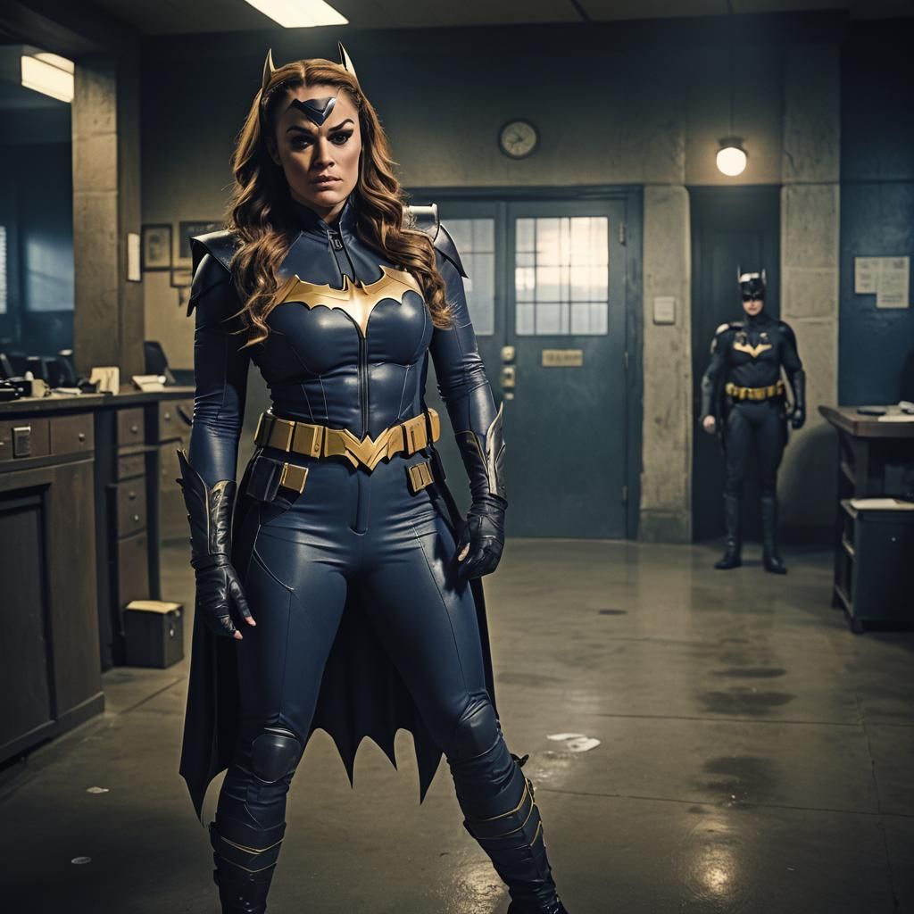 Triumphant Warrior in Gotham Police Station