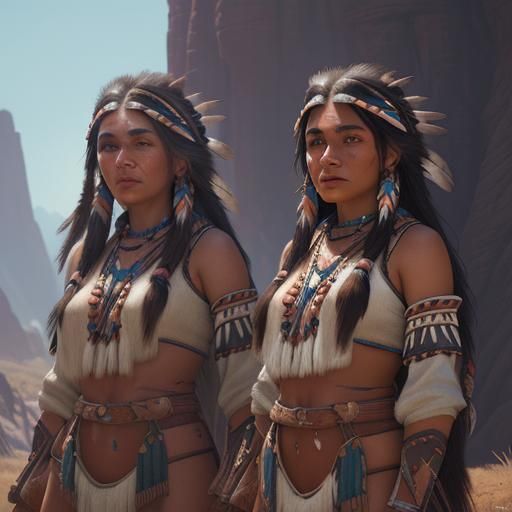 Cute Native American Woman: Detailed Matte Painting