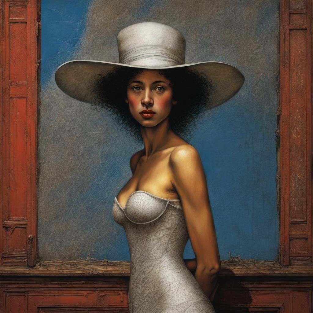 Trinidadian Beauty in Victorian Dress, Splash Art