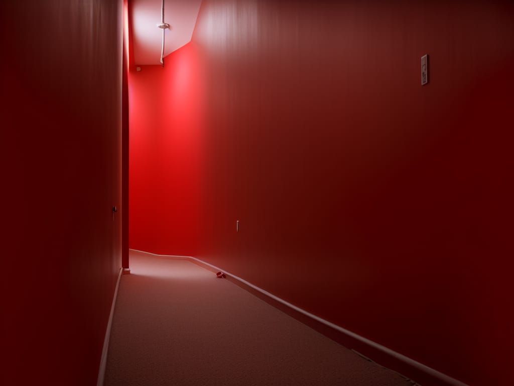 Red Hallway in Liminal Space Photography