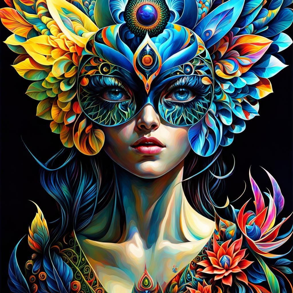 Psychedelic Mandala in Solarpunk Style