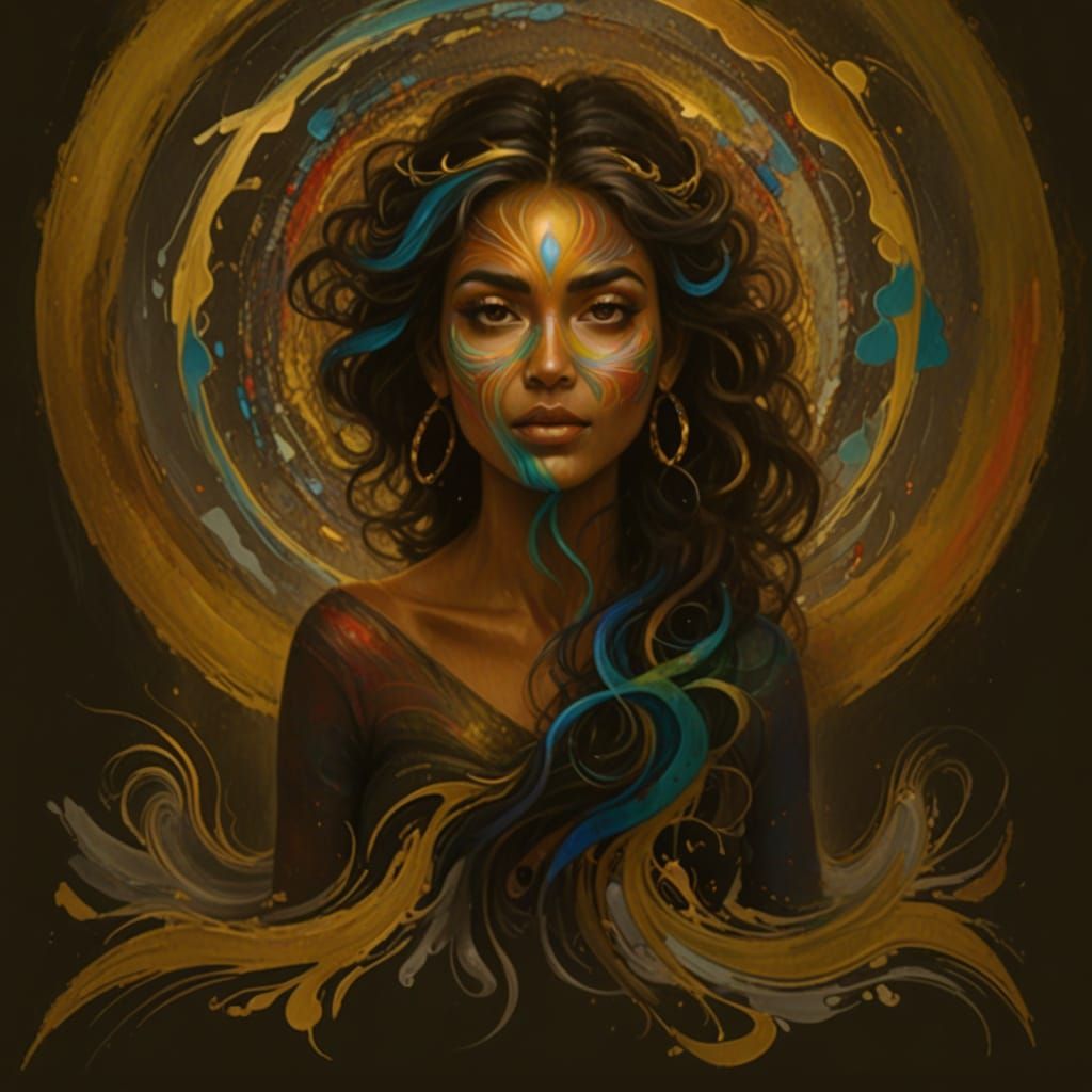 Abstract Expressionism: Iridescent Swirling Shapes