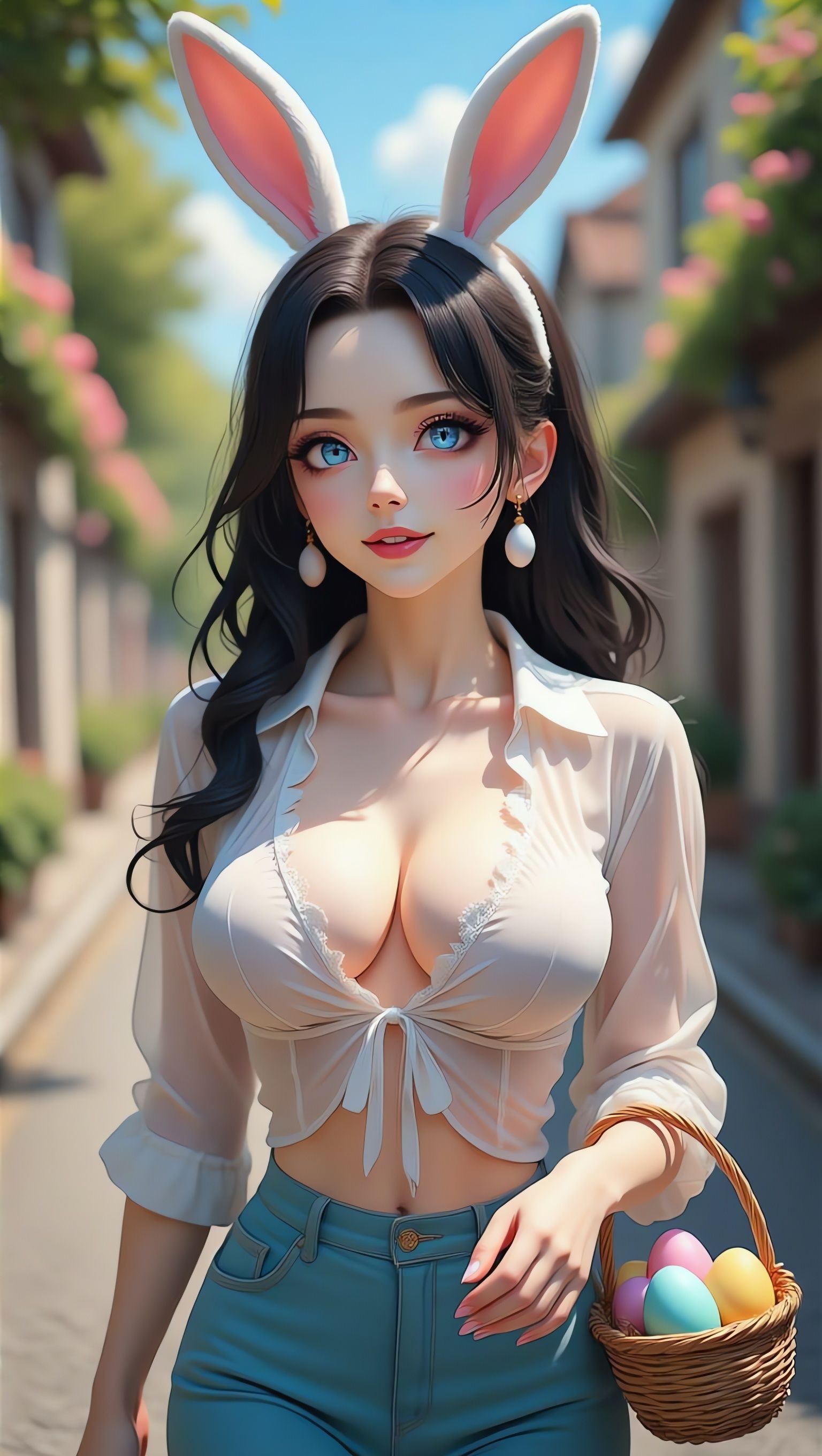 Anime-Inspired Beauty with Easter Eggs and Bunny Ears