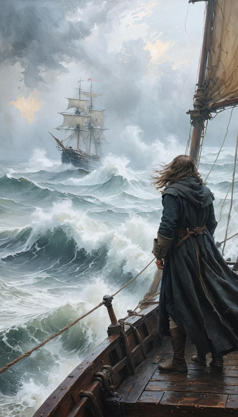 Dramatic Seascape Oil Painting in Turner Style