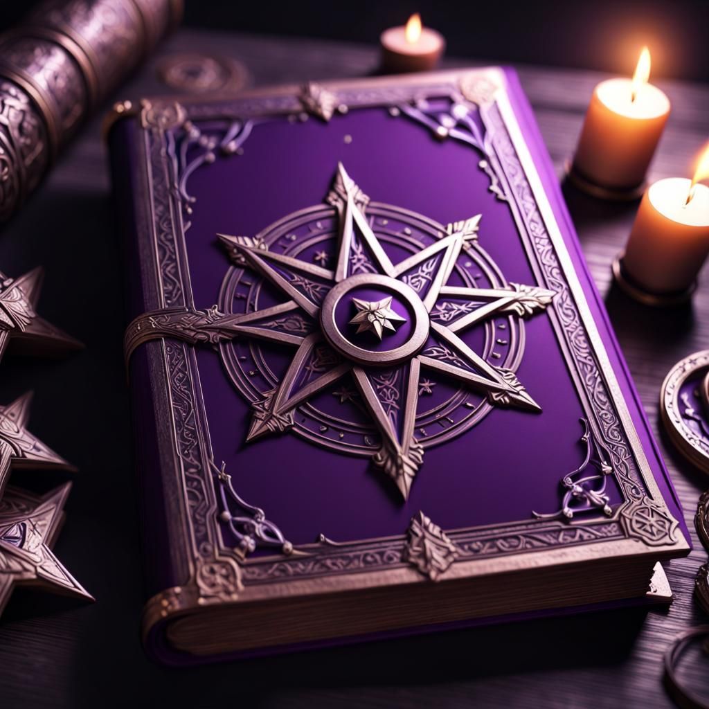 Ancient Purple Spell Book Cover in 3D