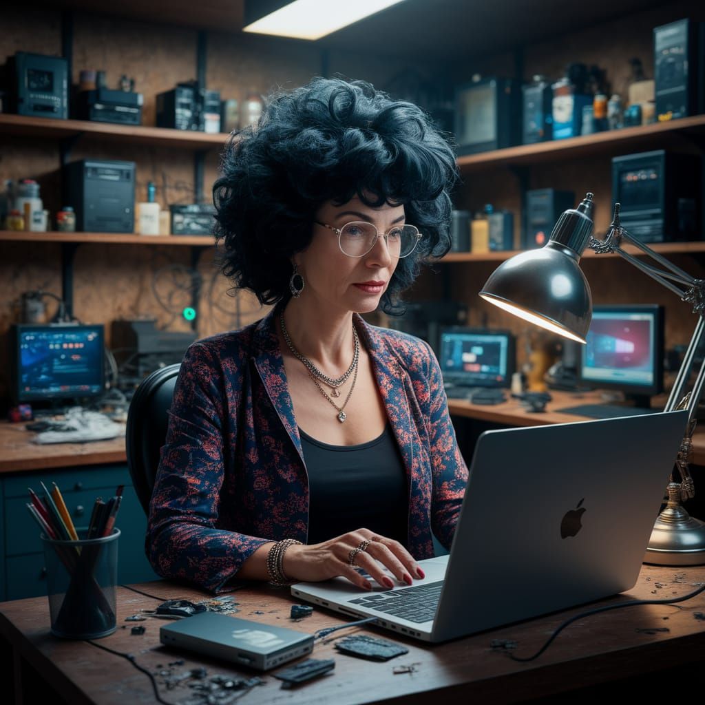 Androgynous E-Waste Connoisseur Enjoys Corporate OS Decay