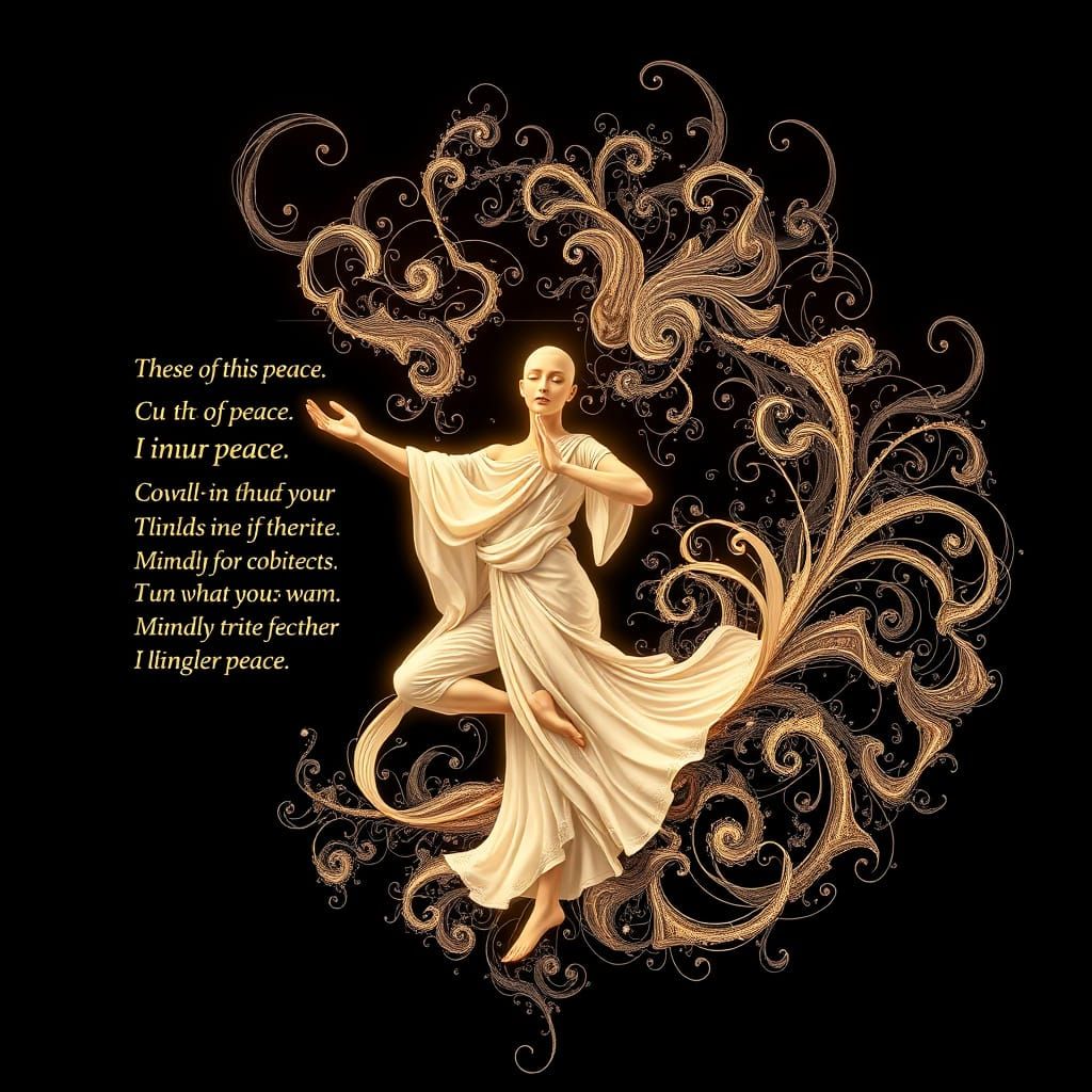 Abstract Yogi with Ethereal Script Poem