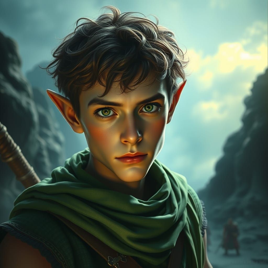 Dramatic Male Elf Portrait in Digital Landscape Style