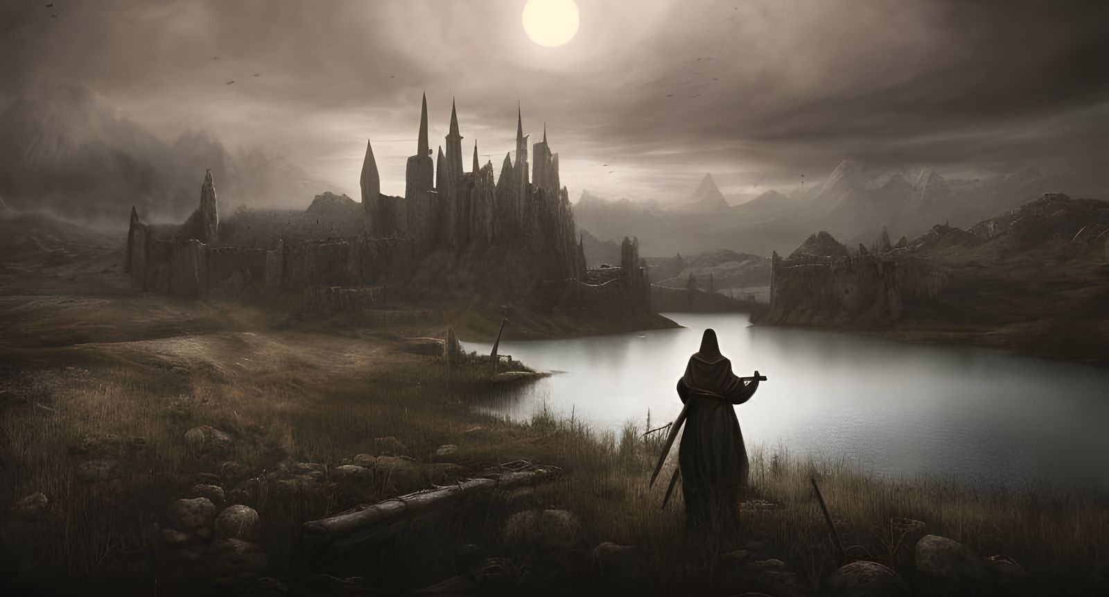 Dark Post-Apocalyptic Medieval Landscape in Digital Art