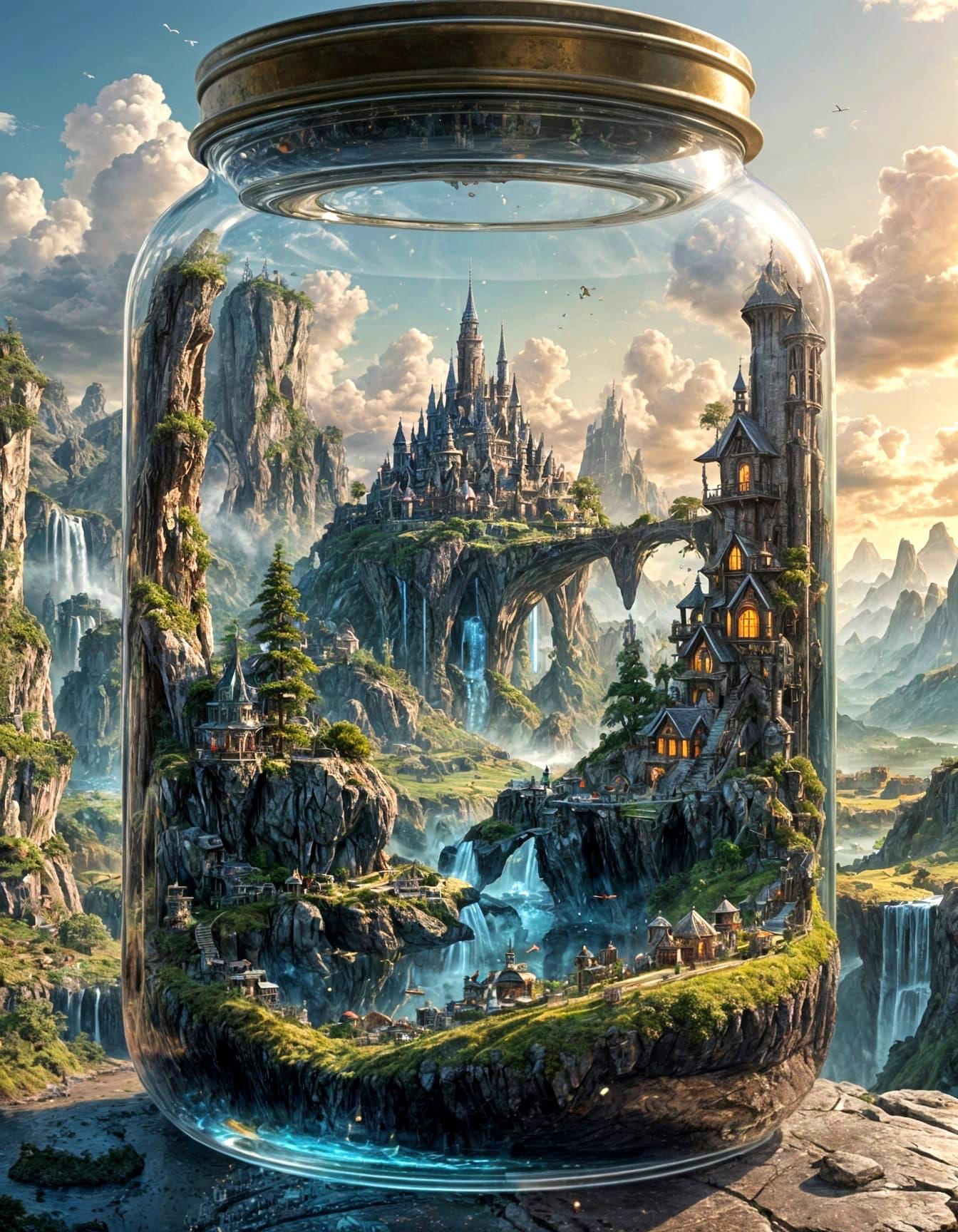 Magical Fantasy Landscape Inside a Jar
