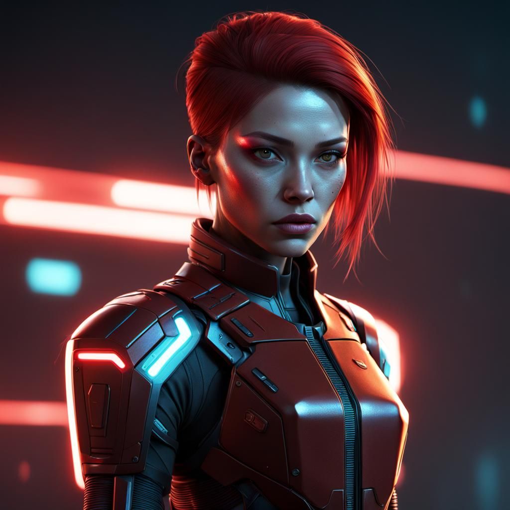 Cyberpunk Alien Girl in 3D Rendering