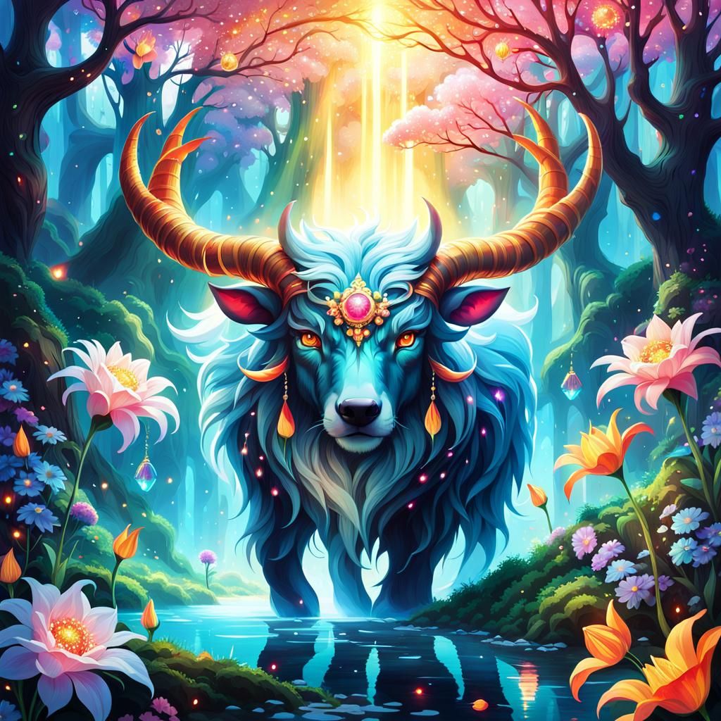 Dreamlike One-Eyed Beast in Ethereal Fantasy Land