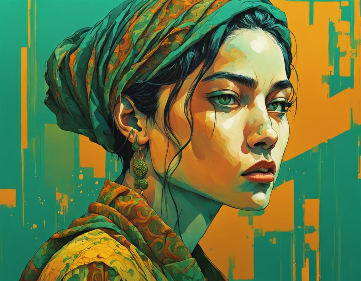 Singer in Vibrant Middle Eastern Masterpiece