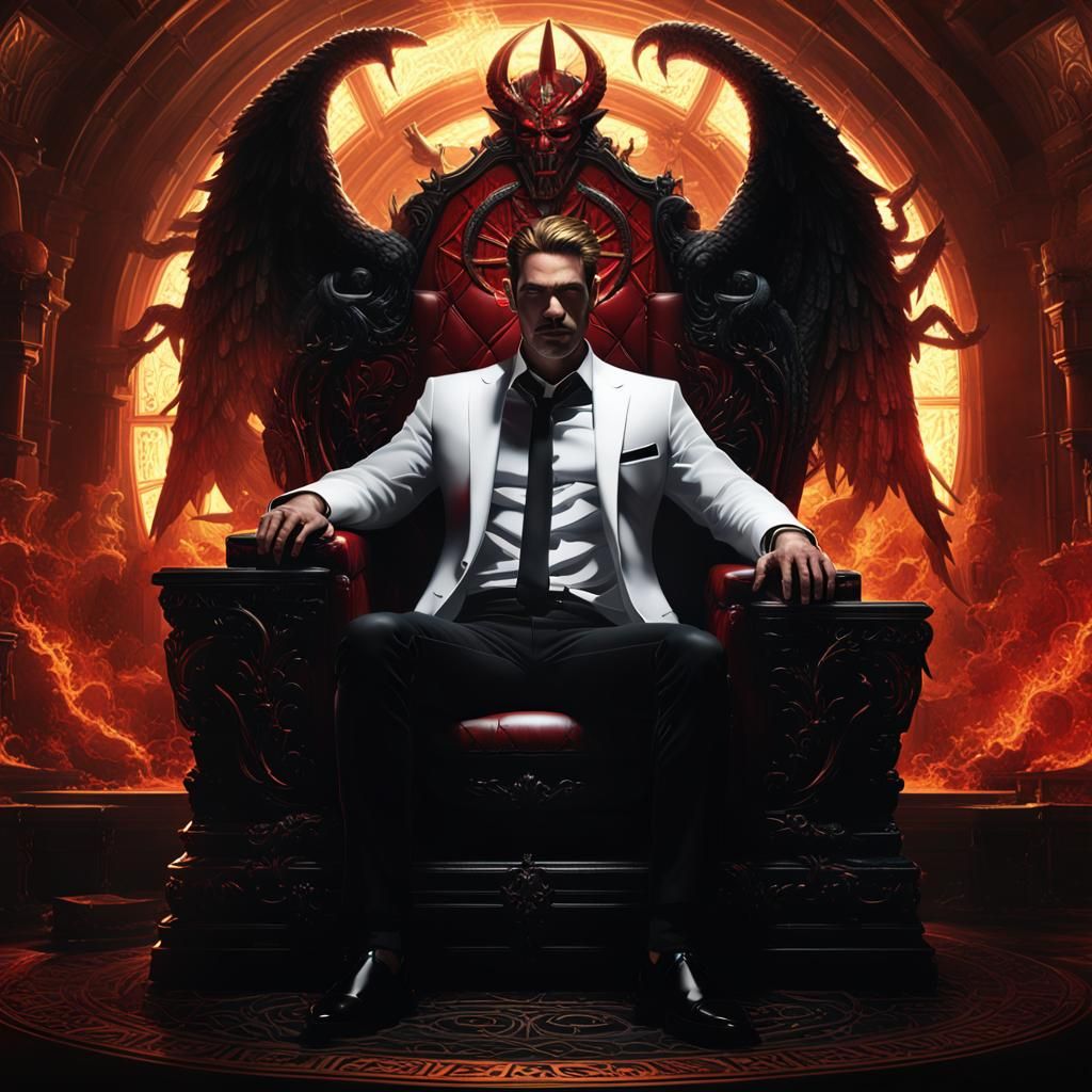 Lucifer on Hell Throne in Dark Fantasy Style