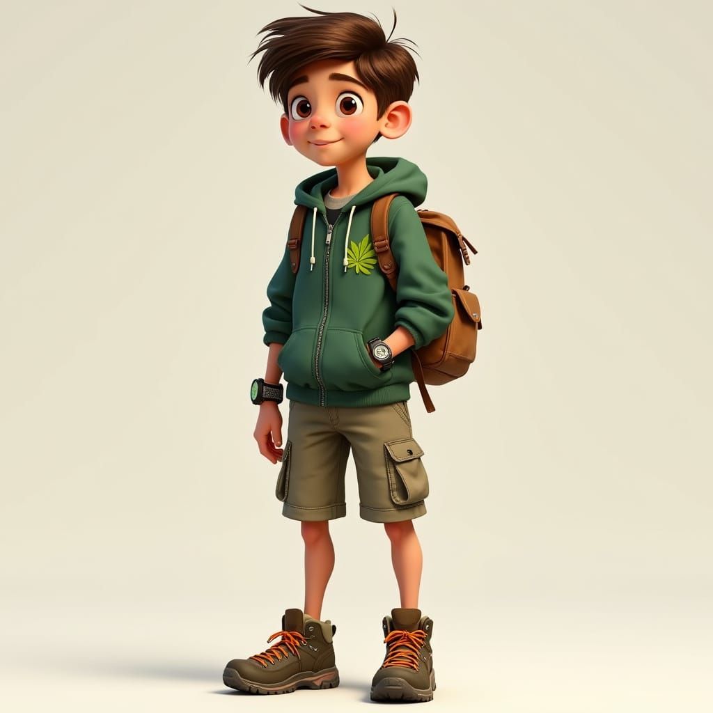 Expressive Boy in Vibrant Hues, Inspired by Pixar and Loish