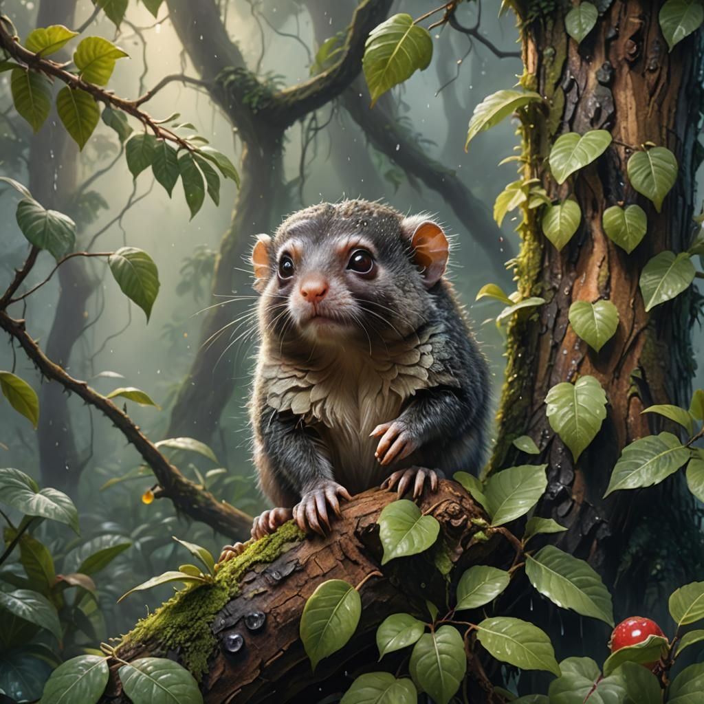 Marmoset in Rainforest: Ethereal Fantasy Painting