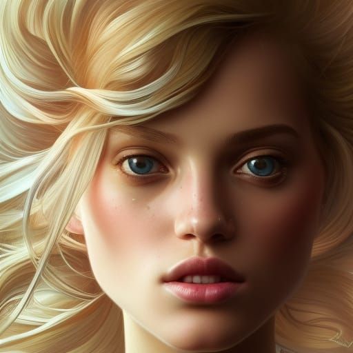 Golden Princess Portrait in Art Nouveau Style