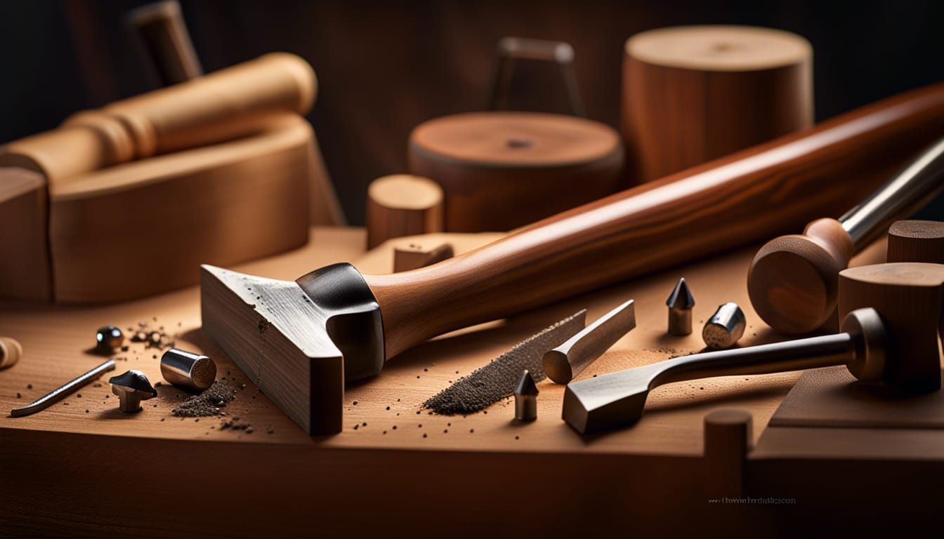 Woodworking Scene: Hammering a Nail with Precision