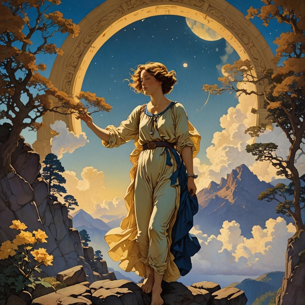 Maxfield Parrish Style Daydream Illustration