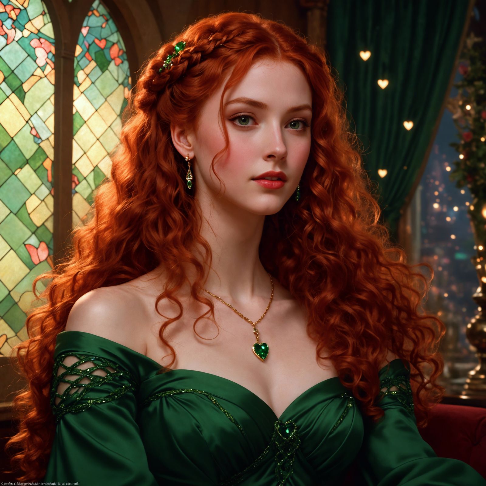 Elena in Green Silk Gown, 1990s Evening Fashion