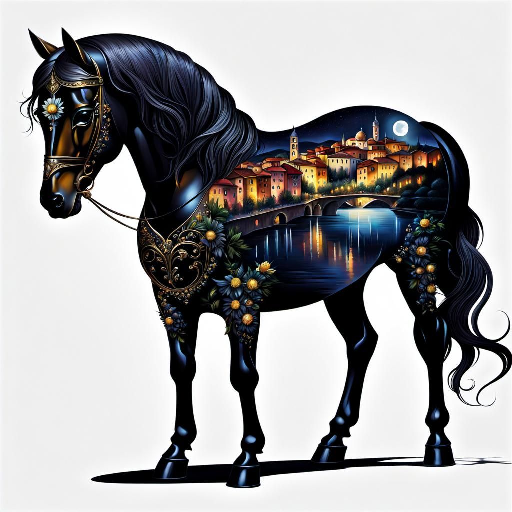 Dreamy Italian Town at Night: Ethereal Glow