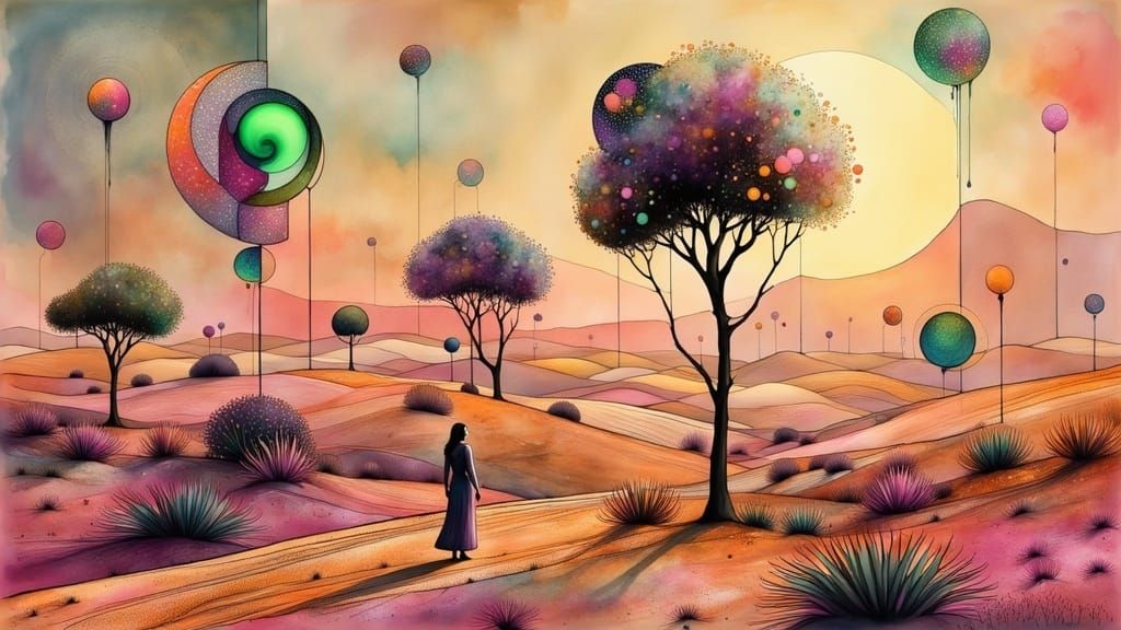 Abstract Desert Shapes in Dreamlike Landscape