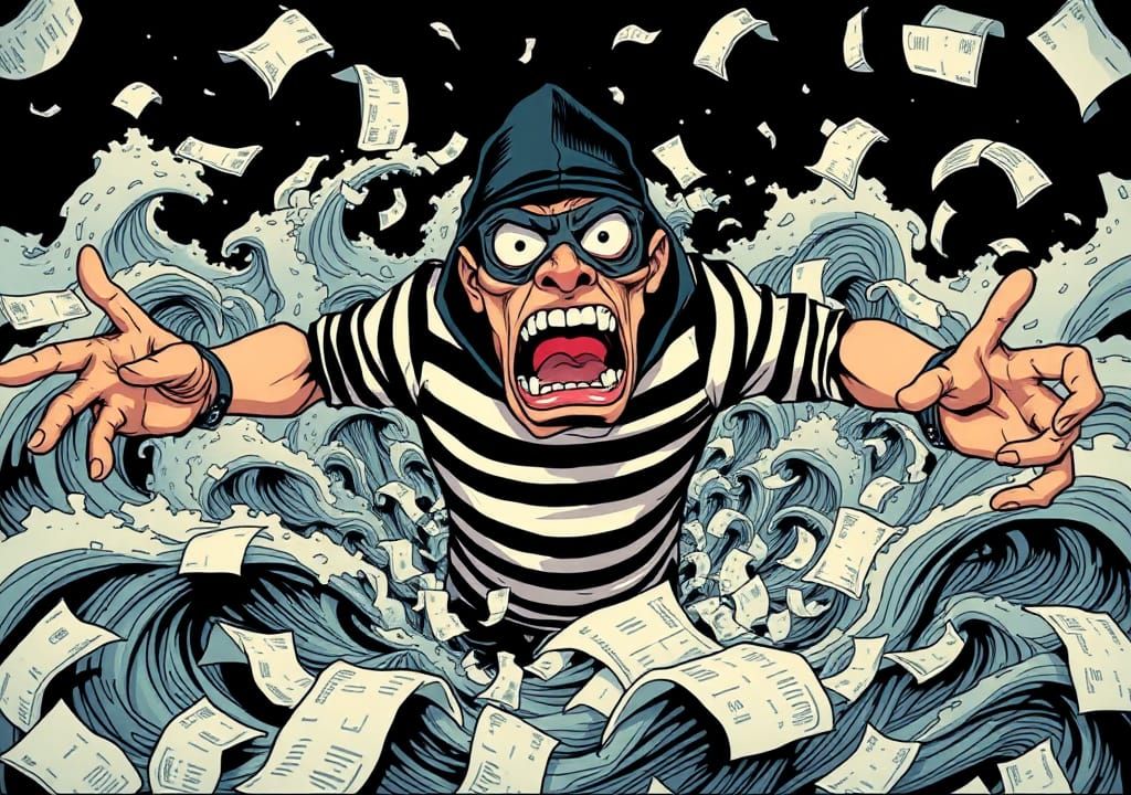 Burglar Drowning in Student Debt, Comic Art Style