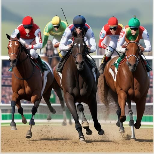 Steeplechase Photo Finish: Three Horses Racing