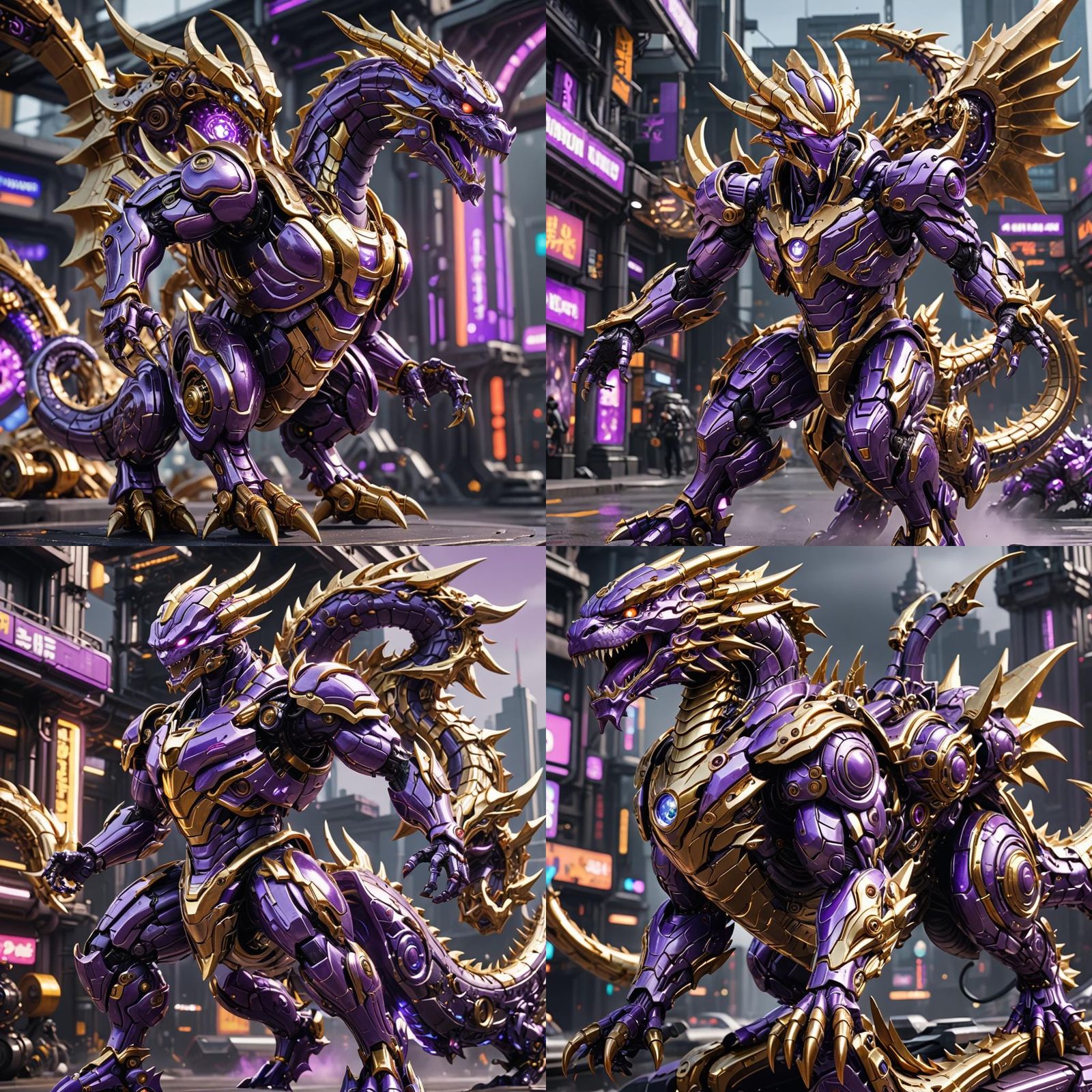Cyberpunk Frieza Rides Mechanical Dragon with Gold Accents