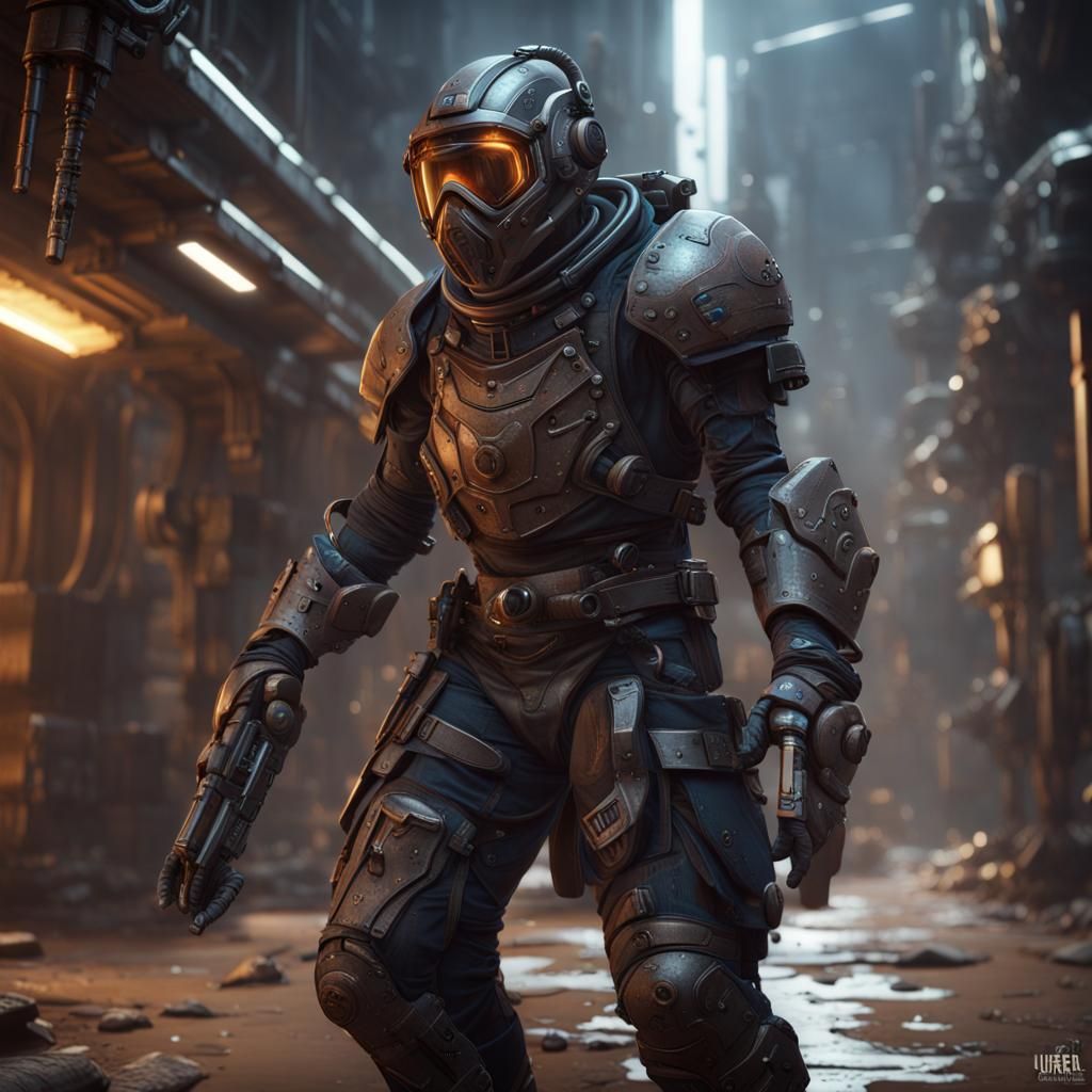 Sci-Fi Thief in Sticky Situation: Detailed Matte Painting