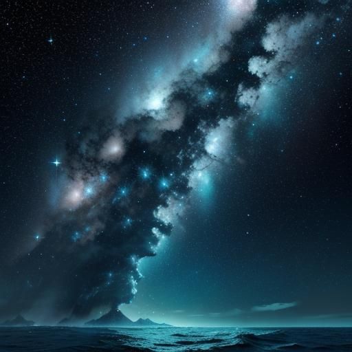 Surreal Ocean Sky with Celestial Marine Life