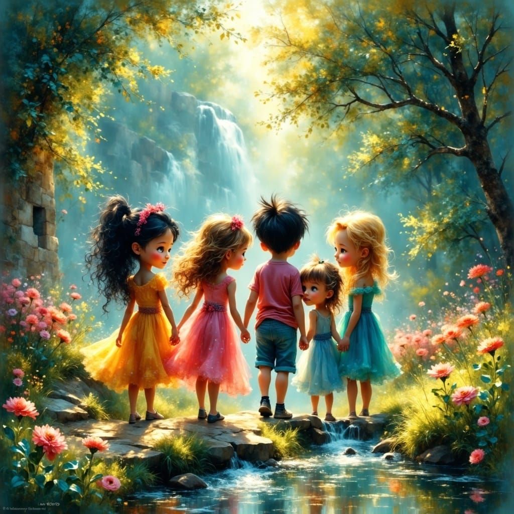 Pixelated Heroes in Ethereal 8-bit Dreamscape