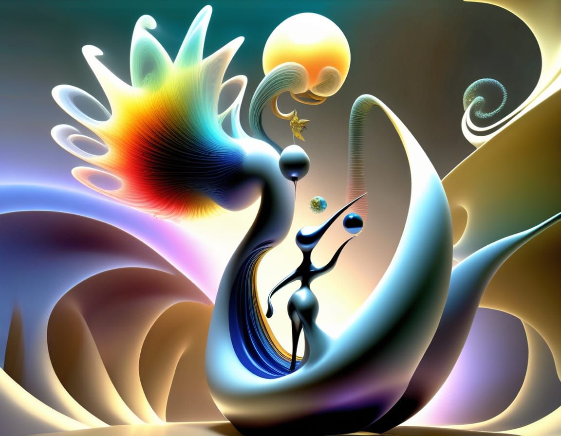 Deeply genetic in nature trails of polychrome light and zigzag fluids enormous portals exploding sparkleparticles dynami...